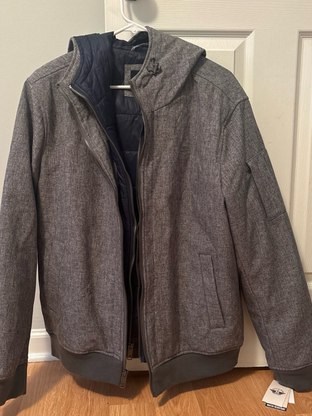 Dockers Gray Bomber Jacket with Navy Quilted Liner